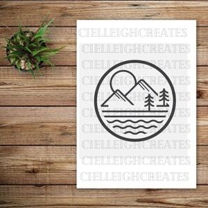 *2 for $20* Sun, mountains, Trees, water vinyl decal Sticker Handcrafted